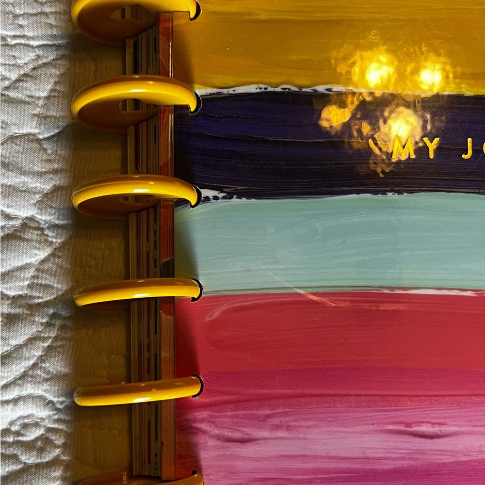Colorful Striped Journal with Yellow Rings - Picture 3 of 9